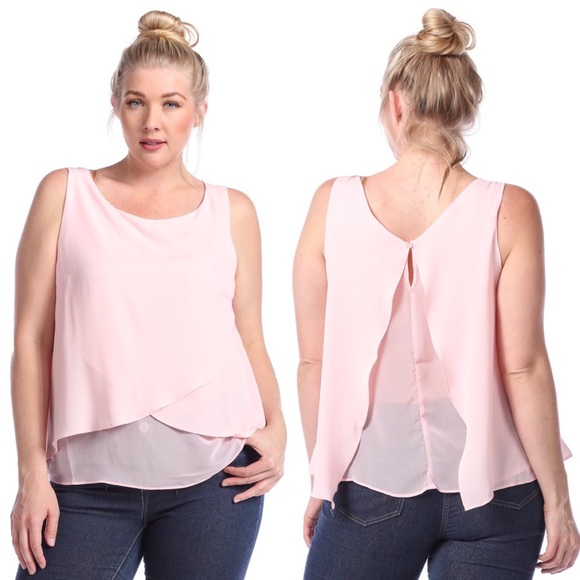 fairlygirly Tops - 💥 SALE Tulip Hem Blush Sleeveless Chiffon Blouse